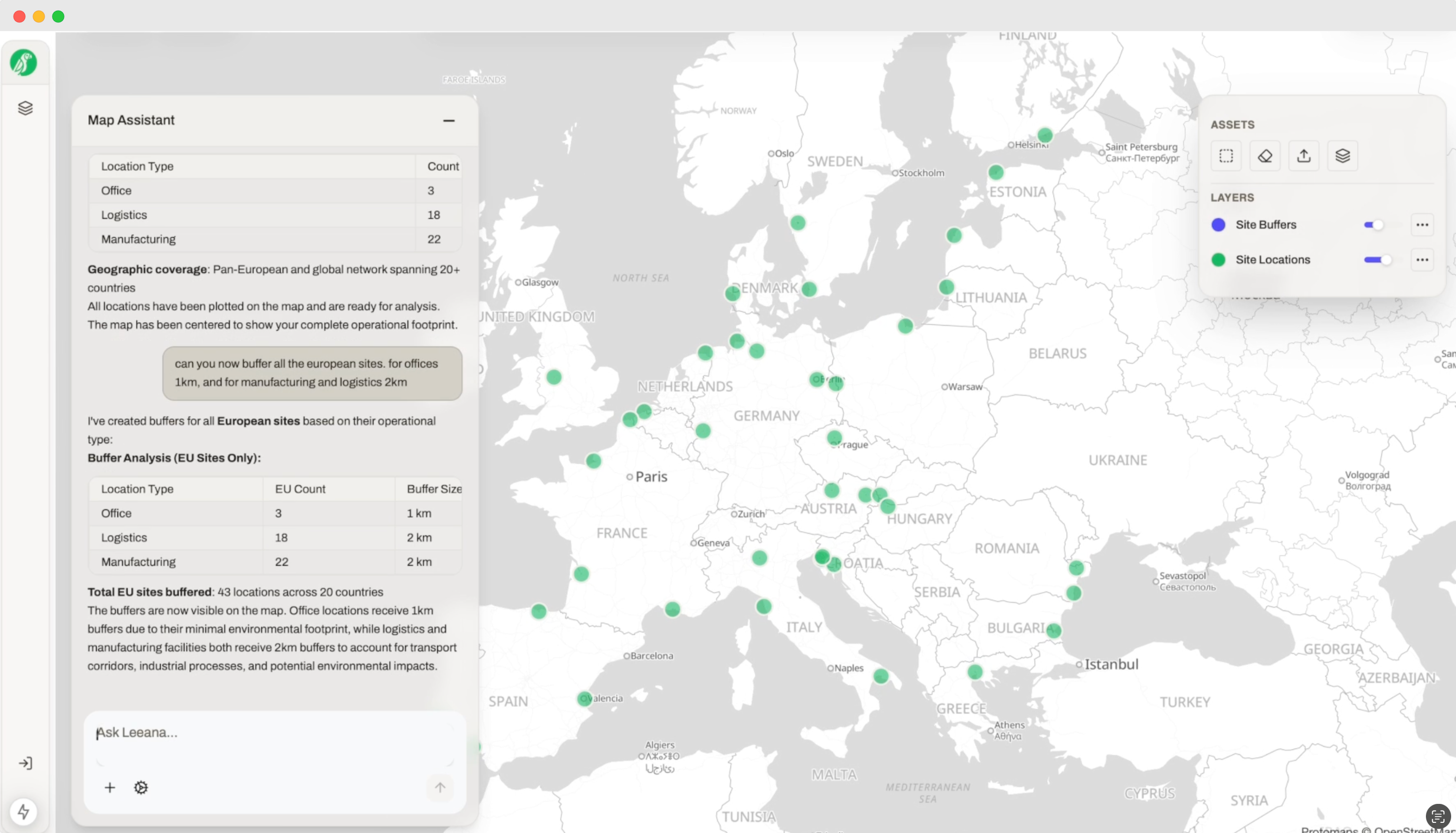 Leeana AI Talk to your data interface